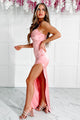Divine Elegance Satin Cowl Neck Maxi Dress (Pink) - NanaMacs