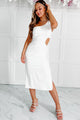 Make It Last Forever One Shoulder Cut-Out Midi Dress (Off White) - NanaMacs
