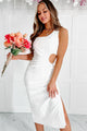 Make It Last Forever One Shoulder Cut-Out Midi Dress (Off White) - NanaMacs
