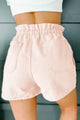 Loral High Rise Paperbag Waist Shorts (Pink) - NanaMacs