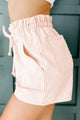 Loral High Rise Paperbag Waist Shorts (Pink) - NanaMacs