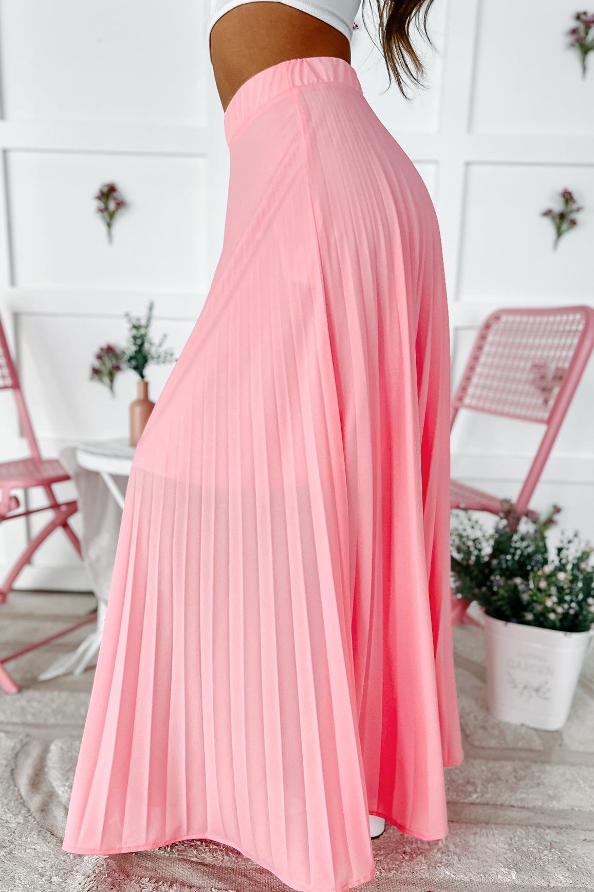 Endless Affection Pleated Maxi Skirt (Rose Pink) - NanaMacs