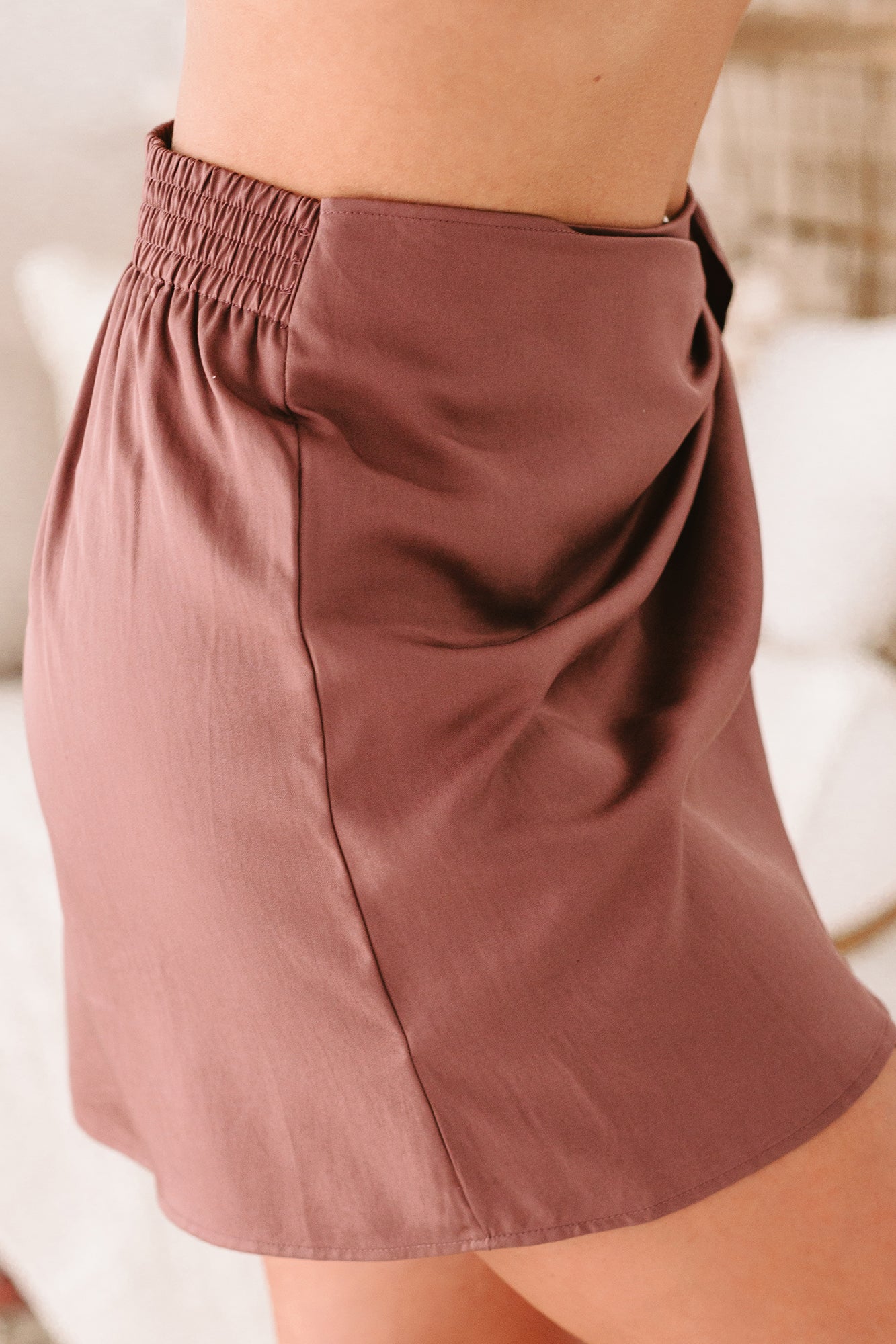 Shawna Tie-Front Mini Skirt (Red Bean) - NanaMacs