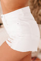 Kalani High Rise Distressed Denim Shorts (White) - NanaMacs