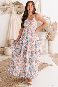 Off Topic Ruffle Tiered Floral Maxi Dress (Ivory/Multi) - NanaMacs