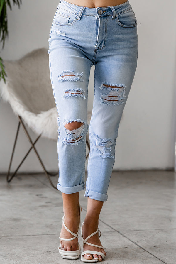 Mavis High Rise Distressed Mom Jeans (Light) - NanaMacs