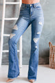 Pursuing You YMI High Rise Distressed Flare Jeans (Medium) - NanaMacs