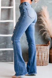 Pursuing You YMI High Rise Distressed Flare Jeans (Medium) - NanaMacs