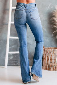 Pursuing You YMI High Rise Distressed Flare Jeans (Medium) - NanaMacs