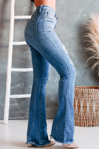 Pursuing You YMI High Rise Distressed Flare Jeans (Medium) - NanaMacs