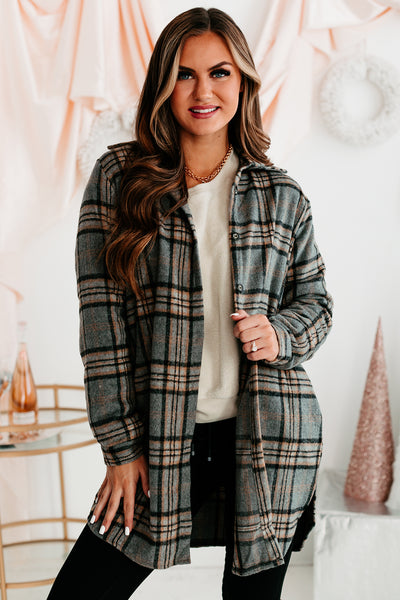 Cultivating Connections Lightweight Plaid Shacket (Gray) - NanaMacs