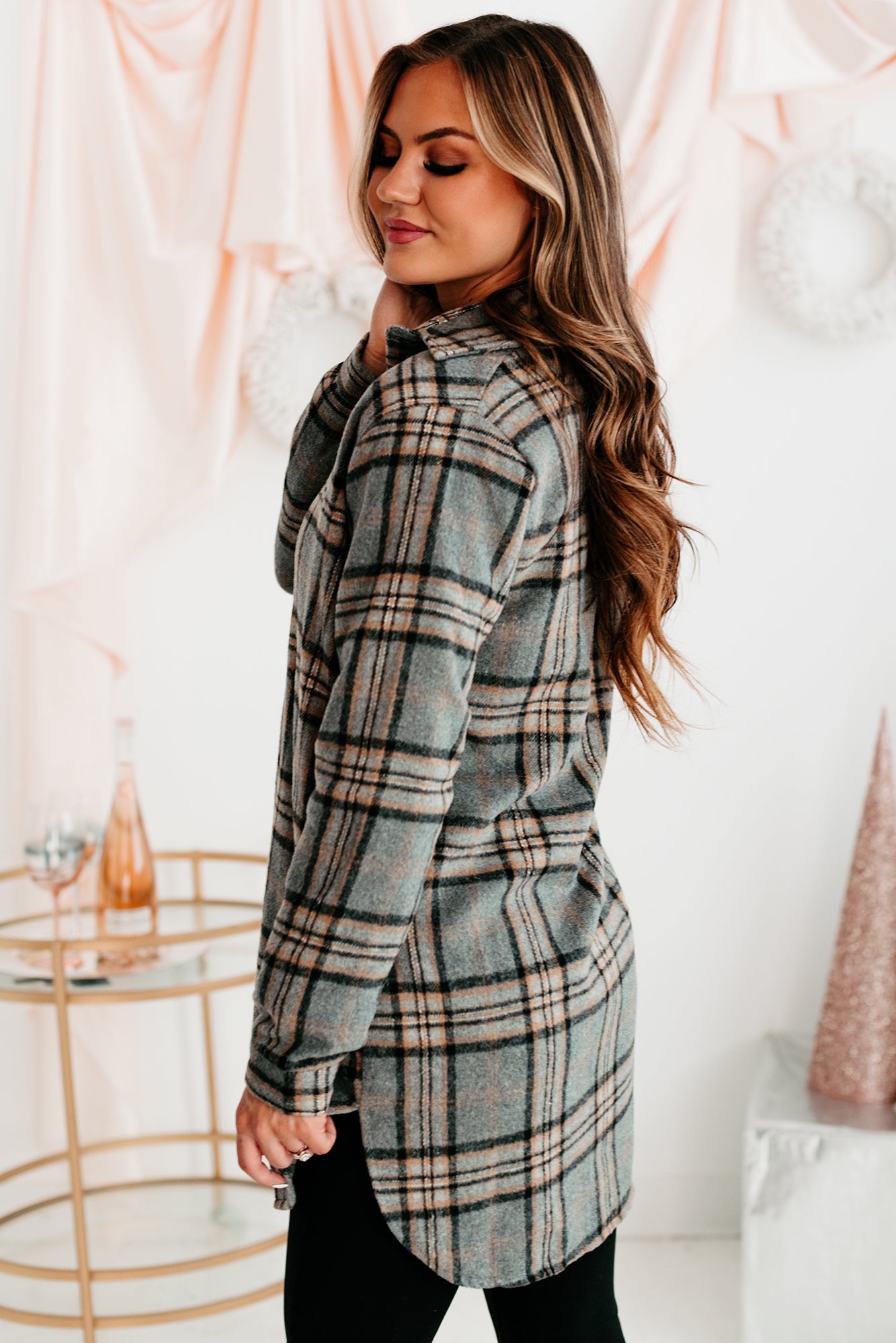 Cultivating Connections Lightweight Plaid Shacket (Gray) - NanaMacs