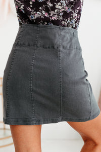 Guinevere Side Slit Mini Skirt (Charcoal) - NanaMacs