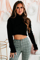 Distracted By You Cropped Turtleneck Sweater (Black) - NanaMacs