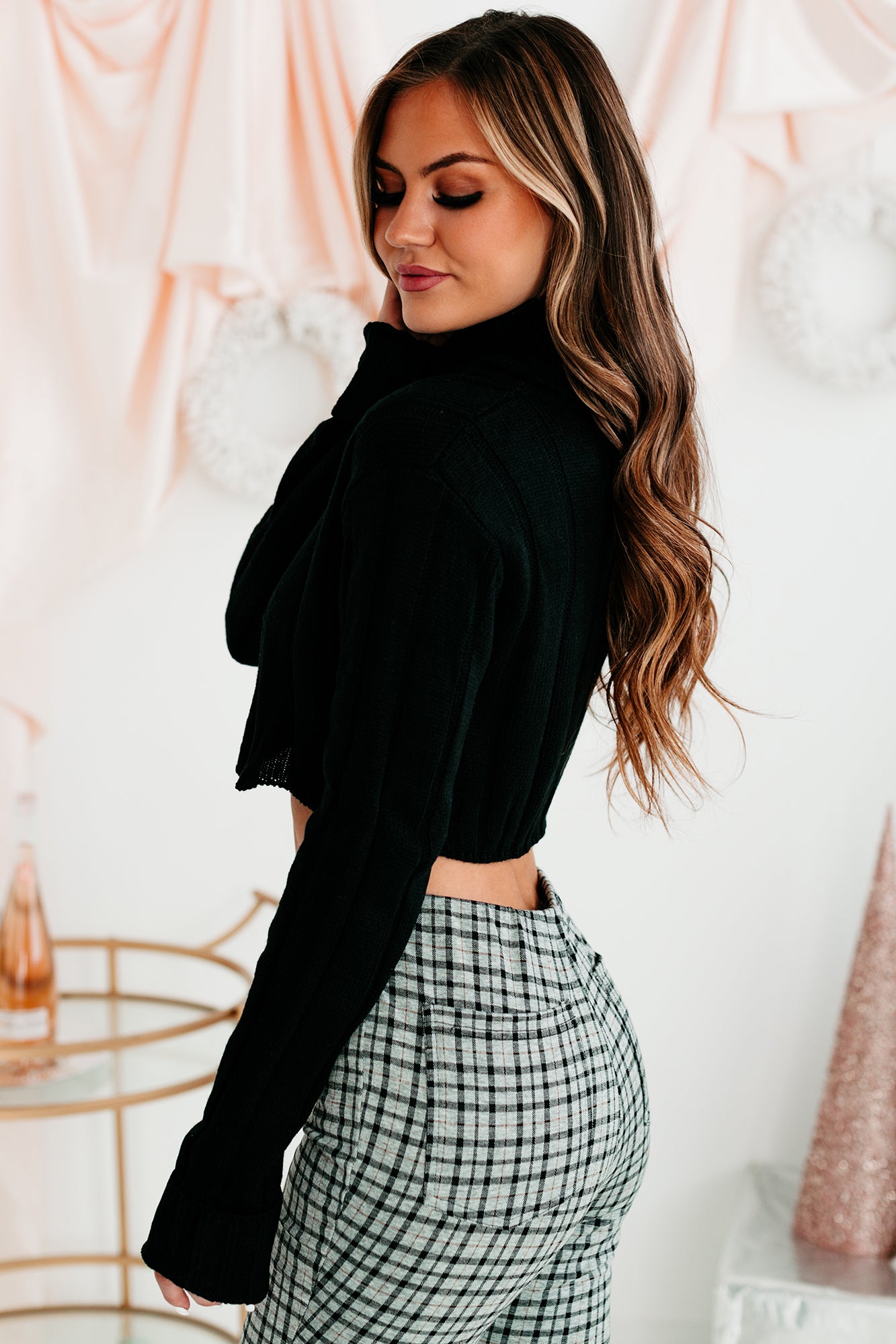 Distracted By You Cropped Turtleneck Sweater (Black) - NanaMacs