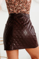 Out Of The Ordinary Quilted Faux Leather Mini Skirt (Mulberry) - NanaMacs