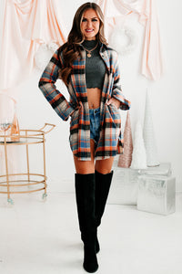 Forever Dreaming Lightweight Plaid Shacket (Orange) - NanaMacs