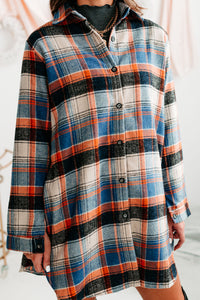 Forever Dreaming Lightweight Plaid Shacket (Orange) - NanaMacs