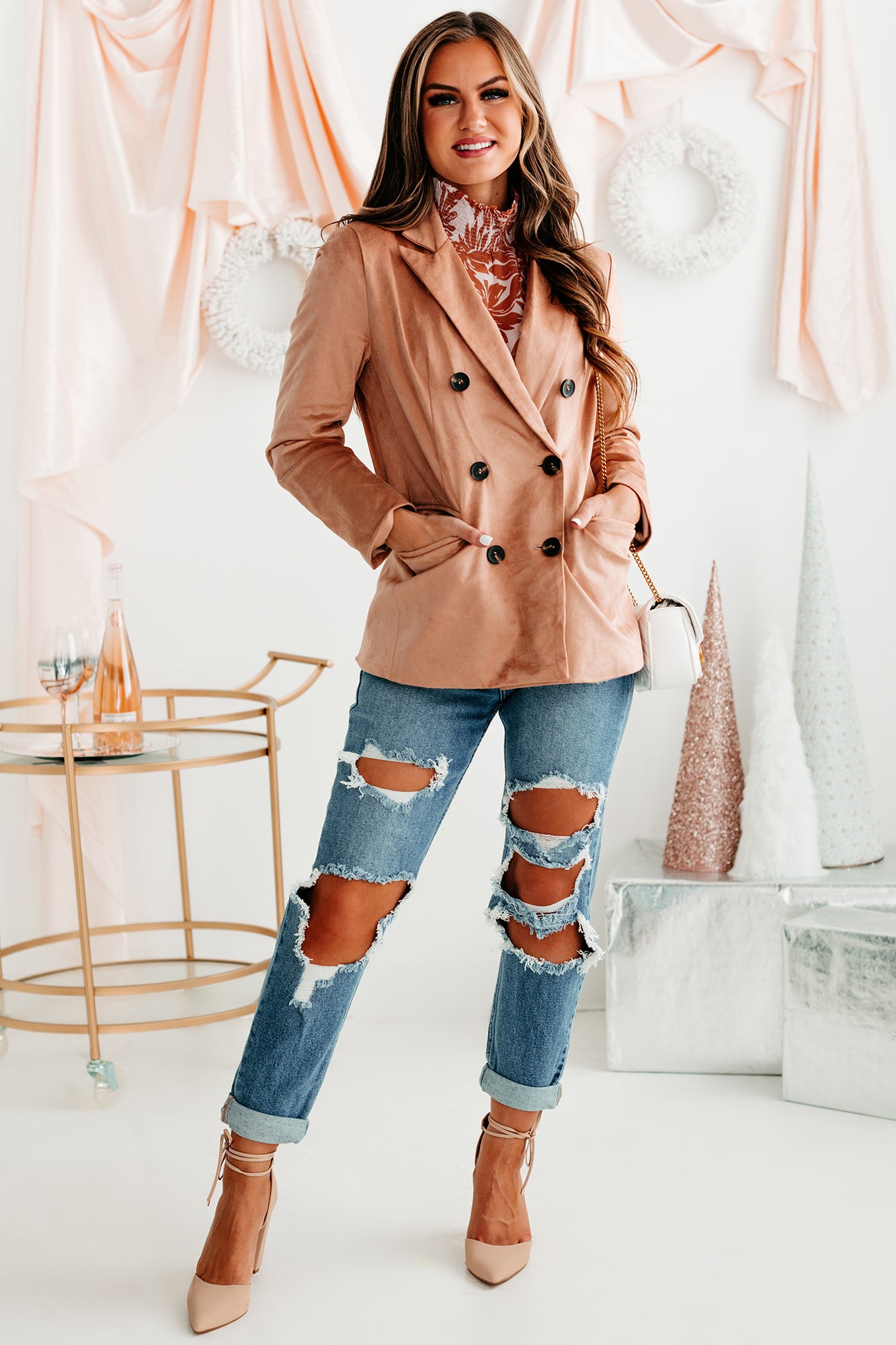 Blush faux suede clearance jacket