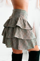 Morning Coffee Plaid Tiered Ruffle Skirt (Brown) - NanaMacs