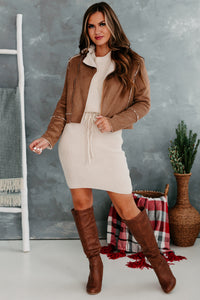 Caught In A Memory Sherpa Lined Faux Suede Jacket (Taupe) - NanaMacs
