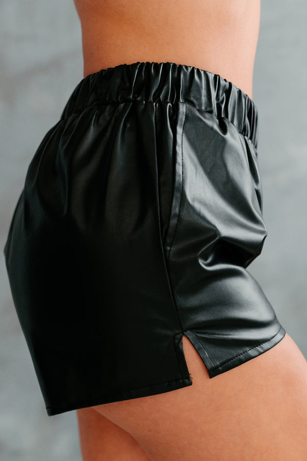 Vienna Faux Leather Shorts (Black) - NanaMacs