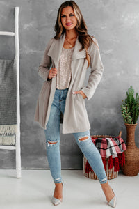 Flynn Patterned Open Front Coat (Earth Grey) - NanaMacs