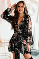 Simply Flourishing Long Sleeve Floral Mini Dress (Black) - NanaMacs