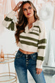Agreeable Attitude Striped Cropped Sweater (Olive) - NanaMacs
