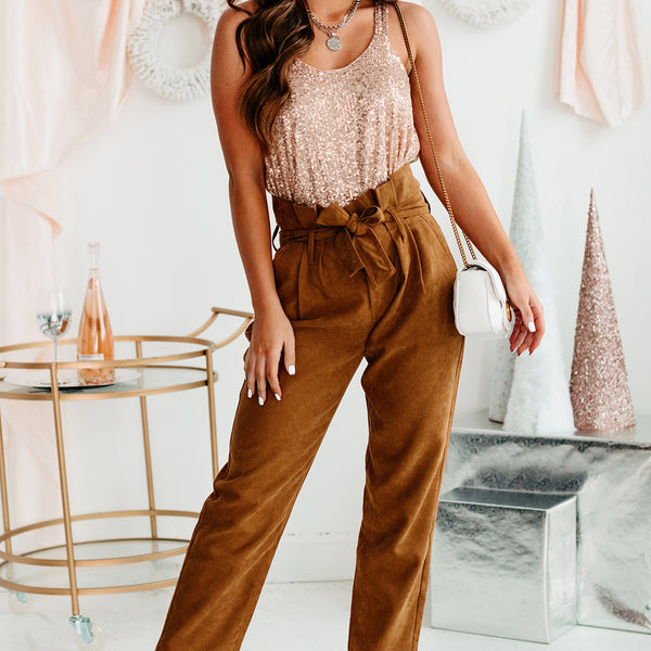 Leading The Pack Belted Paperbag Waist Pants (Olive) · NanaMacs
