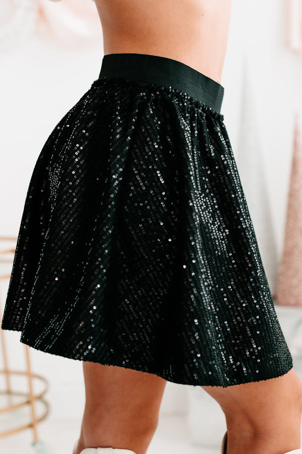 Diva Days Sequin Skater Skirt (Black) - NanaMacs