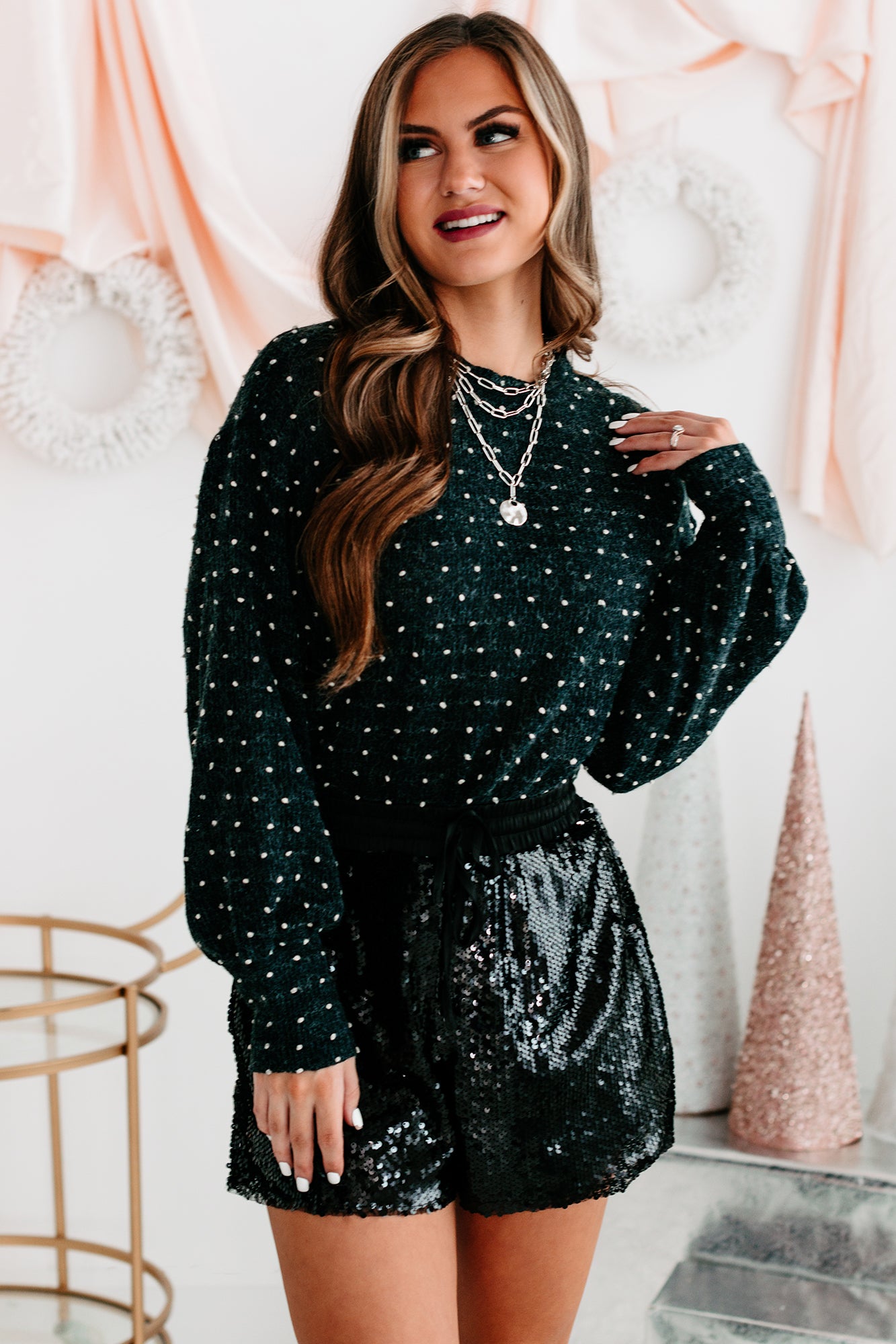 Dot What I Expected Dotted Knit Top (Black) - NanaMacs