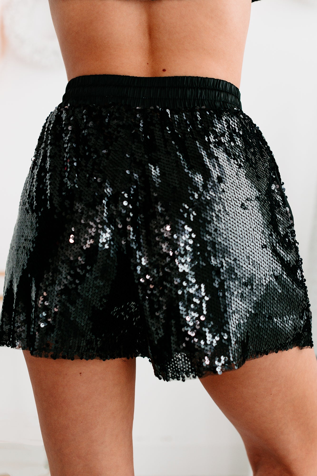Keep Your Shine Sequin Shorts (Black) - NanaMacs