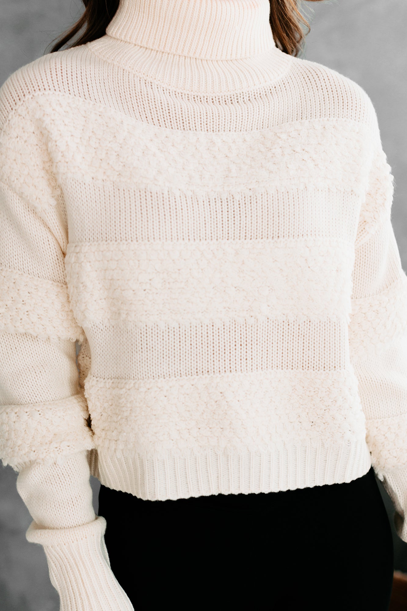 Rely On Me Textured Turtleneck Sweater (Cream) - NanaMacs