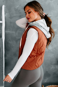 Vested Interest Hooded Puffer Vest (Brick) - NanaMacs