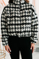 Live Your Truth Houndstooth Cropped Quarter-Zip Pullover (Black) - NanaMacs