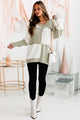 Dreamy In Patchwork Oversized Tunic Patchwork Sweater (Sage/Cream) - NanaMacs