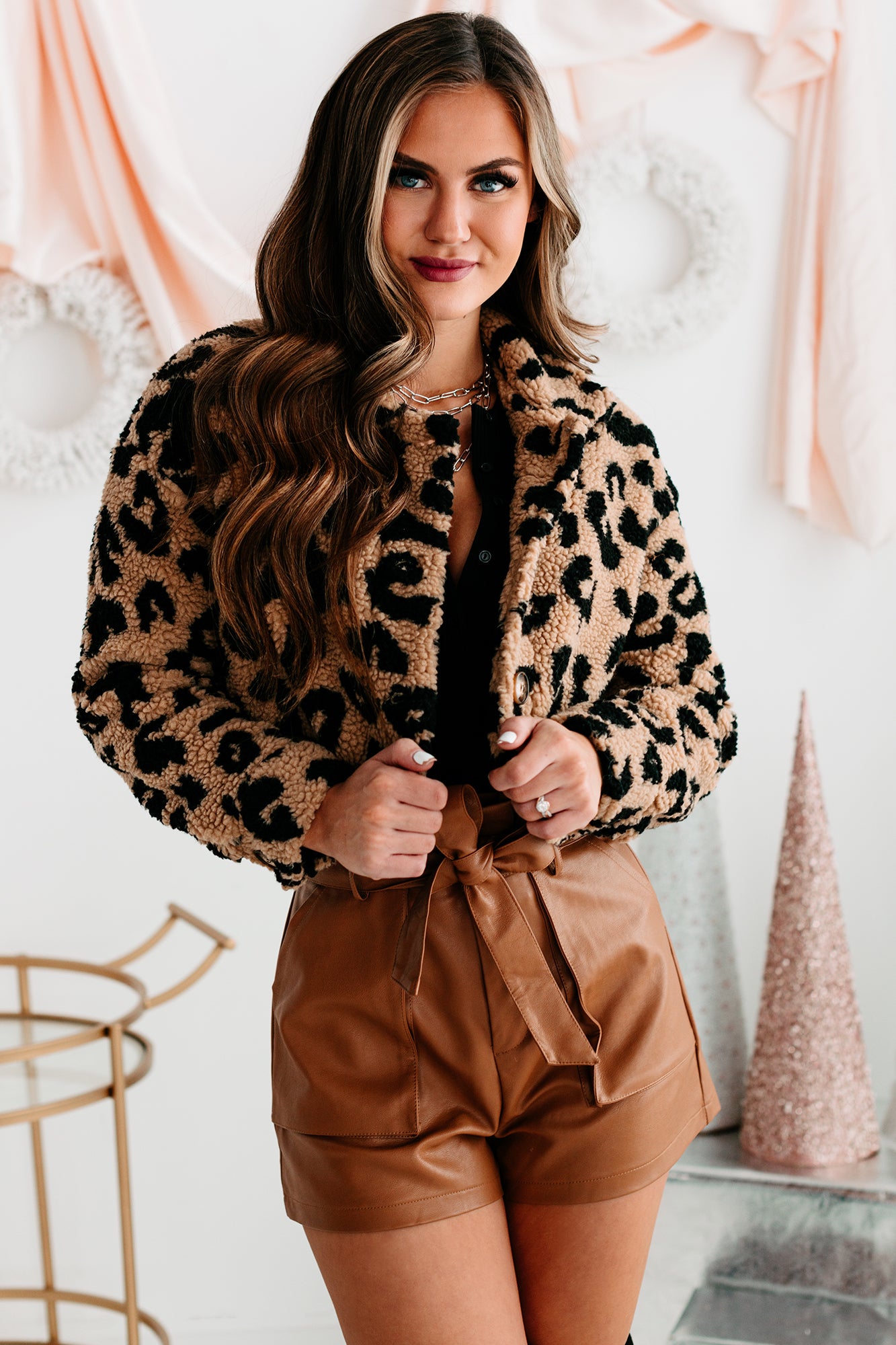 Cropped leopard cheap print jacket