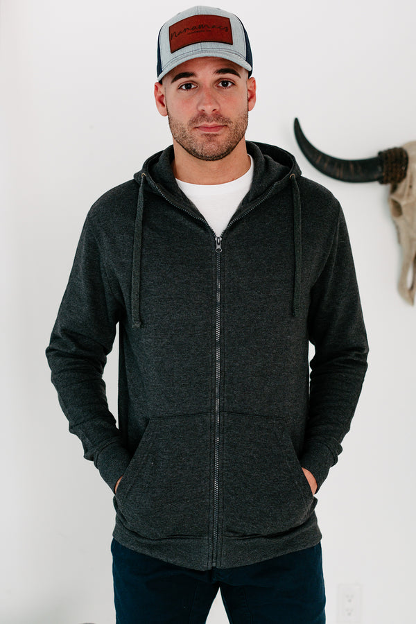 Mateo Men's Fleece Zipper Hoodie (Charcoal) - NanaMacs