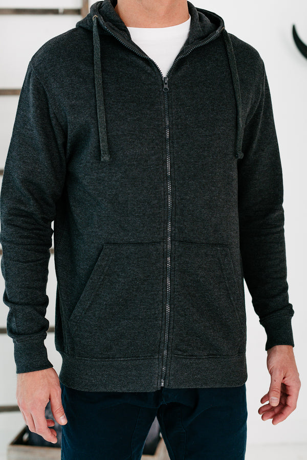 Mateo Men's Fleece Zipper Hoodie (Charcoal) - NanaMacs