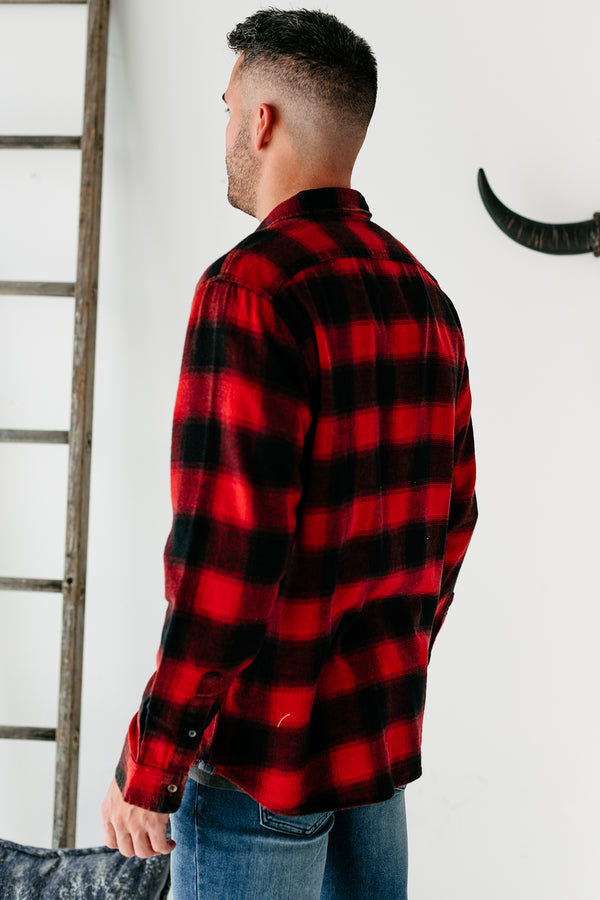 Gavin Men's Plaid Flannel Top (Red/Black) - NanaMacs