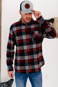 Harden Men's Plaid Flannel (Maroon/Navy/Grey) - NanaMacs