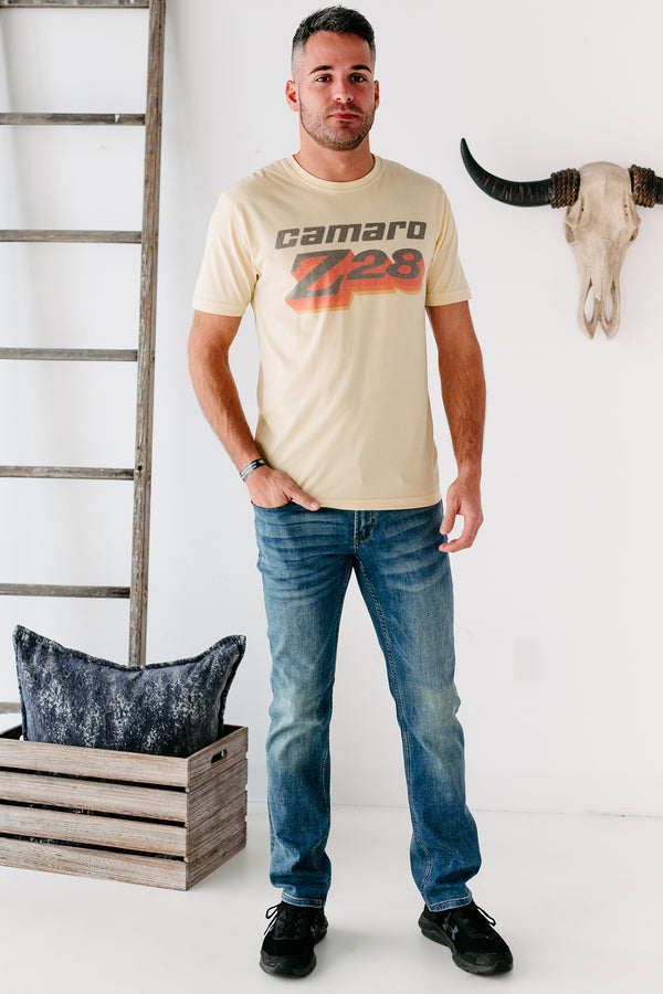 "Camaro Z28" Mens Graphic Tee (Light Yellow) - NanaMacs