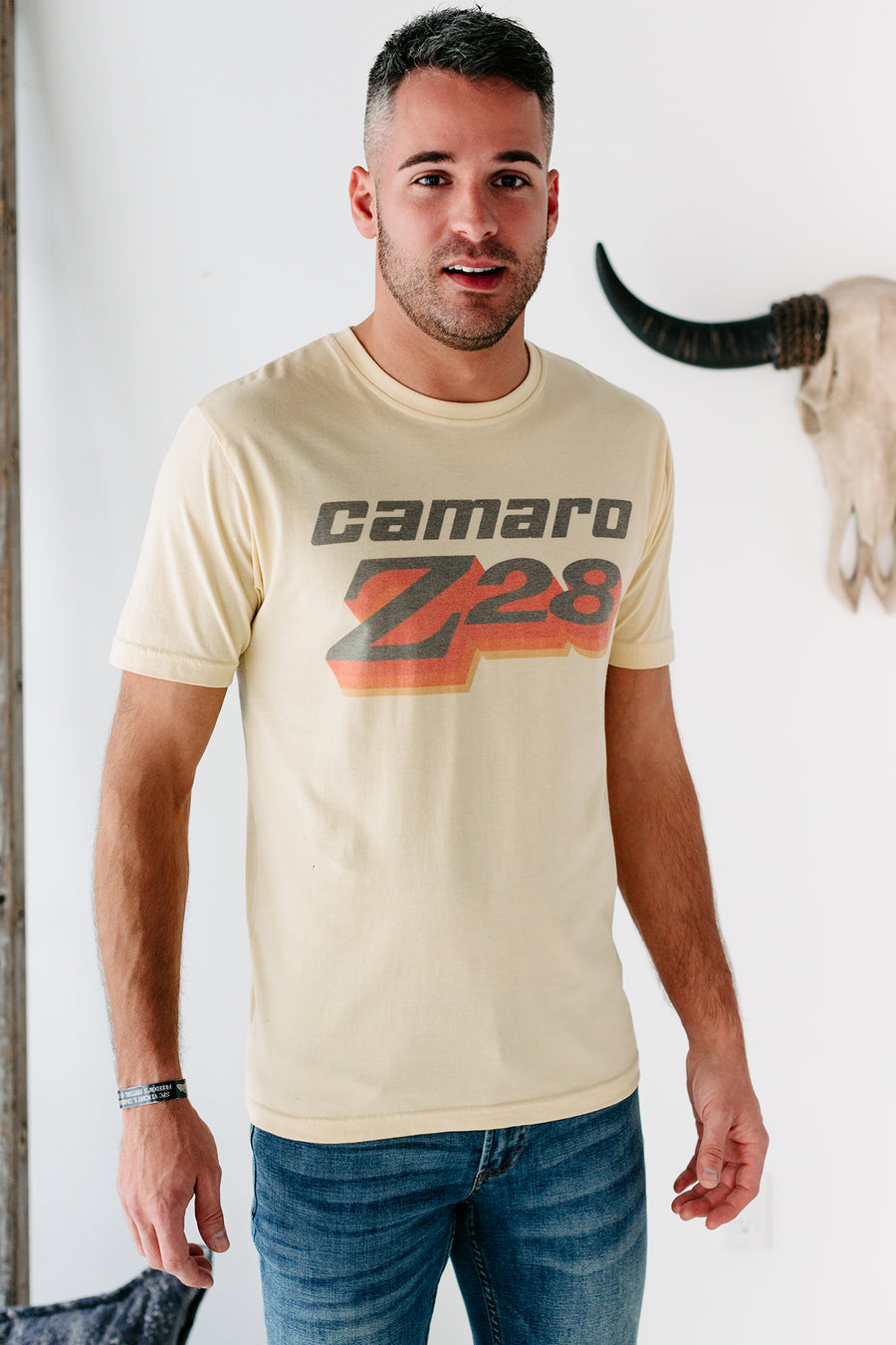 "Camaro Z28" Mens Graphic Tee (Light Yellow) - NanaMacs