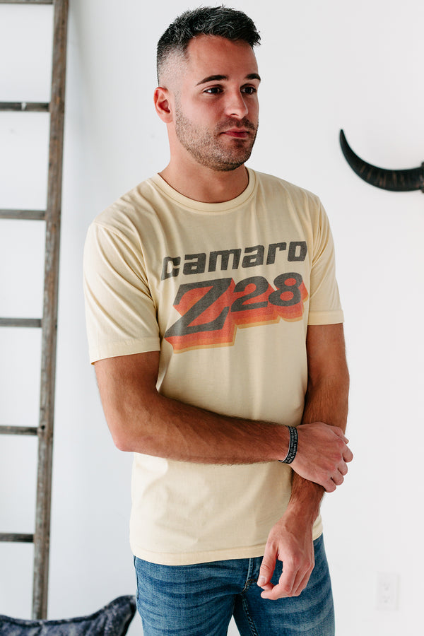 "Camaro Z28" Mens Graphic Tee (Light Yellow) - NanaMacs