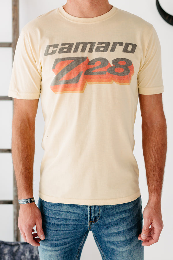 "Camaro Z28" Mens Graphic Tee (Light Yellow) - NanaMacs