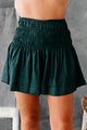 Raneshia Satin Smocked Waist Shorts (Hunter Green) - NanaMacs