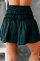 Raneshia Satin Smocked Waist Shorts (Hunter Green) - NanaMacs