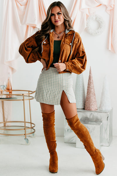 Corduroy Cool Hooded Corduroy Jacket (Brown) - NanaMacs