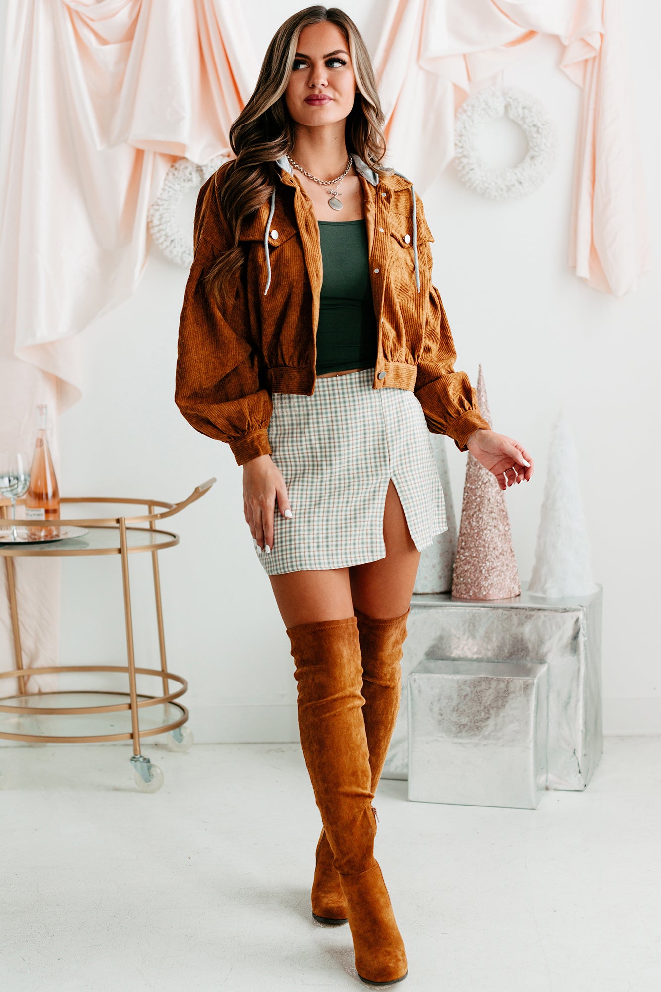 Corduroy Cool Hooded Corduroy Jacket (Brown) - NanaMacs